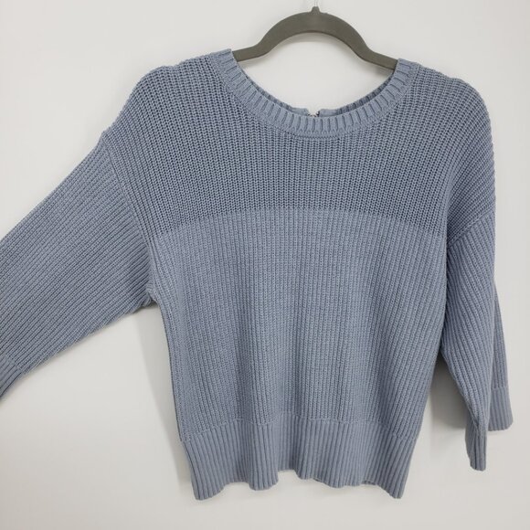 Cabi Fair Play Reversible Cardigan Sweater XS Zip Up Cotton Relaxed 3522 Blue - Picture 4 of 8